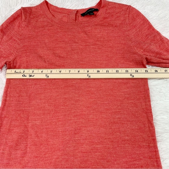 Ann Taylor long sleeve button back wool blend sweater crew neck in orange - Picture 3 of 7